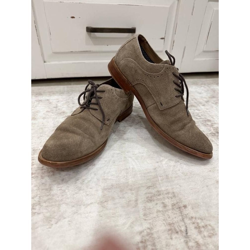 Fairlane Mens 9 Taupe Suede Oxford Dress Shoes Wingtip Brogue Detail Lace Up 42